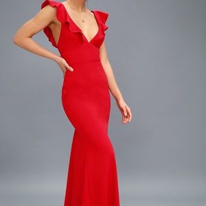 Floor length red gown